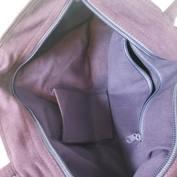 Faux‎ Suede Shoulder Bag Purse Floral Purple - Picture 8 of 9